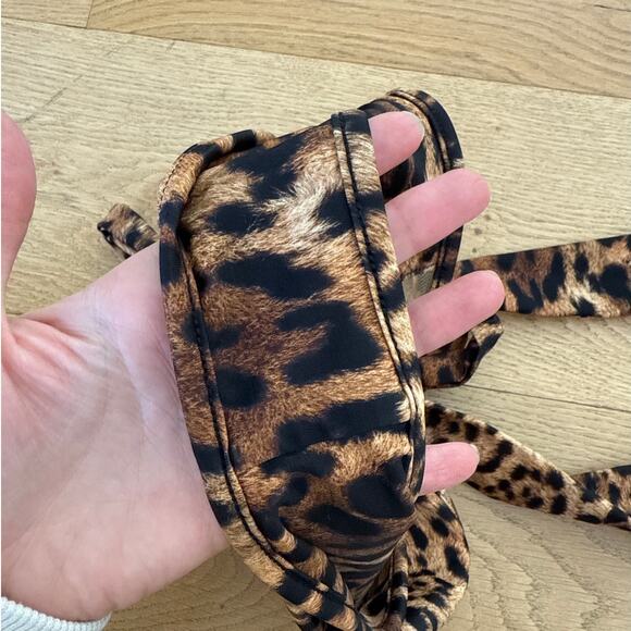 No Brand - Leopard Print Mesh Cut Out Bikini Top & Bottoms in Brown & Black - Picture 2 of 3